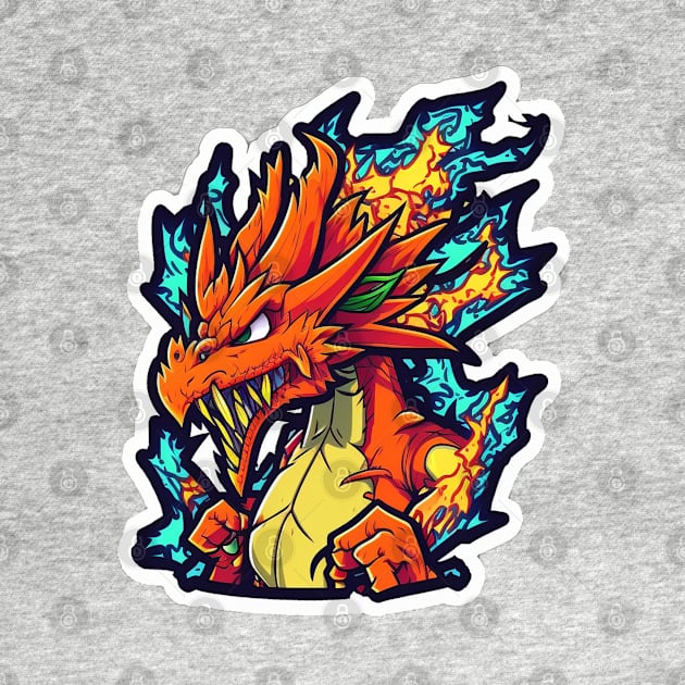 Cartoon fire dragon by Stickermagician